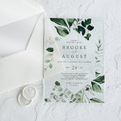 Emerald Greenery Elegant Herfst Woodland Wedding Acryl Uitnodigingen