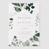 Emerald Greenery Elegant Herfst Woodland Wedding Vellum Uitnodigingen (Voorkant)