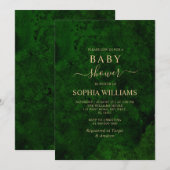 Emerald Greenery en Gold Calligraphy Baby shower Kaart (Voorkant / Achterkant)