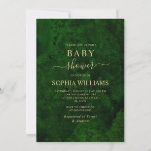 Emerald Greenery en Gold Calligraphy Baby shower Kaart