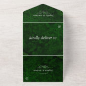 Emerald Greenery en Silver Calligrafie All In One Uitnodiging (Buitenkant)