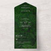 Emerald Greenery en Silver Calligrafie All In One Uitnodiging (Binnen)