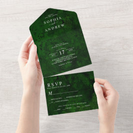 Emerald Greenery en Silver Calligrafie All In One Uitnodiging