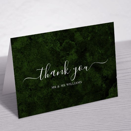 Emerald Greenery en Silver Calligrafie Bedankkaart