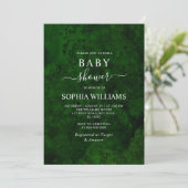 Emerald Greenery en Silver Calligraphy Baby shower Kaart (Staand voorkant)