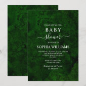 Emerald Greenery en Silver Calligraphy Baby shower Kaart (Voorkant / Achterkant)