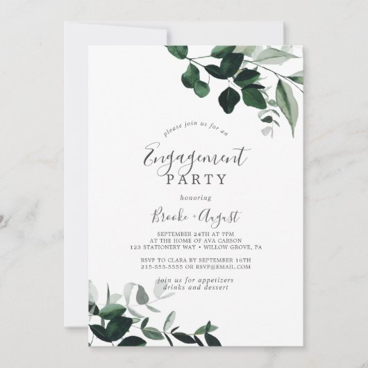 Emerald Greenery Engagement Party Kaart (Voorkant)