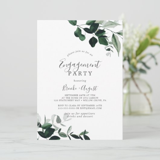 Emerald Greenery Engagement Party Kaart (Staand voorkant)