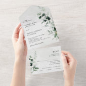Emerald Greenery Eucalyptus Botanical Wedding All In One Uitnodiging (Afscheurbaar)