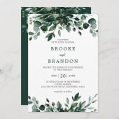 Emerald Greenery Eucalyptus Botanical Wedding Invi Kaart (Voorkant / Achterkant)