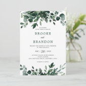 Emerald Greenery Eucalyptus Botanical Wedding Invi Kaart (Staand voorkant)