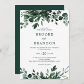 Emerald Greenery Eucalyptus Botanical Wedding Invi Kaart (Voorkant / Achterkant)