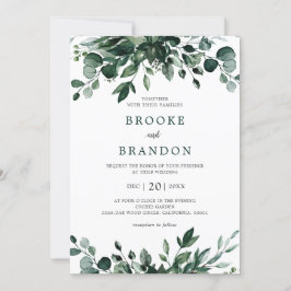 Emerald Greenery Eucalyptus Botanical Wedding Invi Kaart