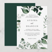 Emerald Greenery Eucalyptus Botanical Wedding Invi Kaart (Voorkant / Achterkant)
