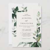 Emerald Greenery Eucalyptus Botanical Wedding Invi Kaart (Voorkant)