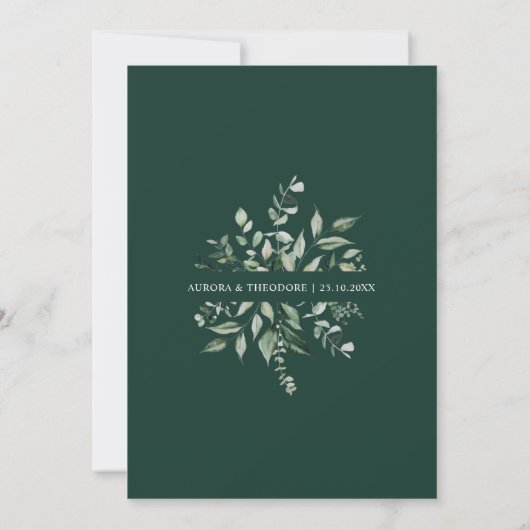 Emerald Greenery Eucalyptus Botanical Wedding Invi Kaart (Achterkant)