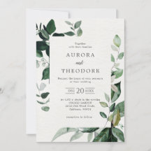 Emerald Greenery Eucalyptus Botanical Wedding Invi