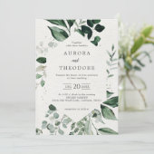 Emerald Greenery Eucalyptus Botanical Wedding Kaart (Staand voorkant)