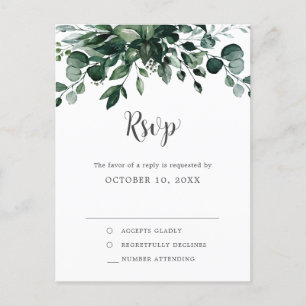 Emerald Greenery Eucalyptus Botanical Wedding RSVP Briefkaart