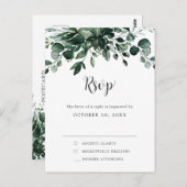 Emerald Greenery Eucalyptus Botanical Wedding RSVP Briefkaart (Voorkant / Achterkant)