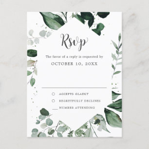 Emerald Greenery Eucalyptus Botanical Wedding RSVP Briefkaart