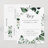 Emerald Greenery Eucalyptus Botanical Wedding RSVP Briefkaart (Voorkant / Achterkant)