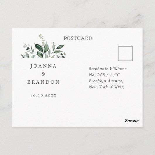 Emerald Greenery Eucalyptus Botanical Wedding RSVP Briefkaart (Achterkant)