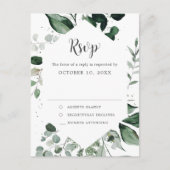 Emerald Greenery Eucalyptus Botanical Wedding RSVP Briefkaart (Voorkant)