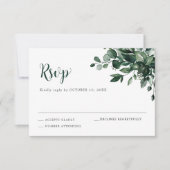 Emerald Greenery Eucalyptus Botanical Wedding RSVP Kaartje (Voorkant)