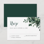 Emerald Greenery Eucalyptus Botanical Wedding RSVP Kaartje (Voorkant / Achterkant)