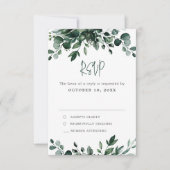 Emerald Greenery Eucalyptus Botanical Wedding RSVP Kaartje (Voorkant)