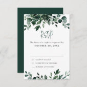 Emerald Greenery Eucalyptus Botanical Wedding RSVP Kaartje (Voorkant / Achterkant)
