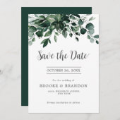 Emerald Greenery Eucalyptus Botanical Wedding Save The Date (Voorkant / Achterkant)