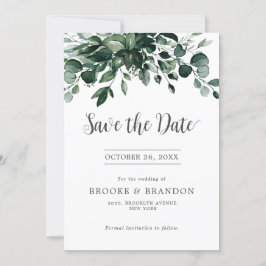 Emerald Greenery Eucalyptus Botanical Wedding Save The Date
