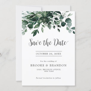 Emerald Greenery Eucalyptus Botanical Wedding Save The Date