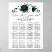 Emerald Greenery Eucalyptus Wedding Seating Chart Poster (Voorkant)