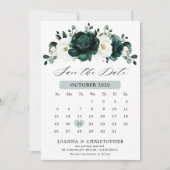 Emerald Greenery Eucalyptus White Floral Calendar Save The Date (Voorkant)