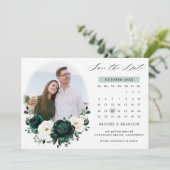 Emerald Greenery Eucalyptus White Floral Calendar Save The Date (Staand voorkant)
