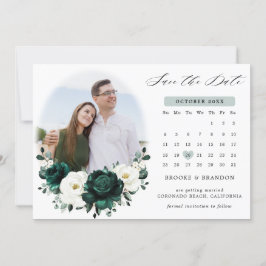 Emerald Greenery Eucalyptus White Floral Calendar Save The Date