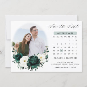 Emerald Greenery Eucalyptus White Floral Calendar Save The Date