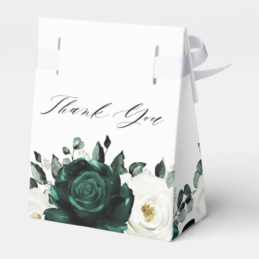 Emerald Greenery Eucalyptus White Floral Wedding Bedankdoosjes (Achterkant)