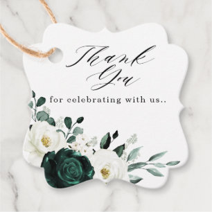 Emerald Greenery Eucalyptus White Floral Wedding Bedankjes Labels