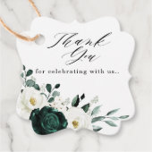 Emerald Greenery Eucalyptus White Floral Wedding Bedankjes Labels (Voorkant)