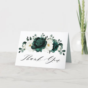 Emerald Greenery Eucalyptus White Floral Wedding Bedankkaart