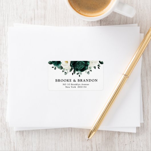 Emerald Greenery Eucalyptus White Floral Wedding Etiket (Insitu)