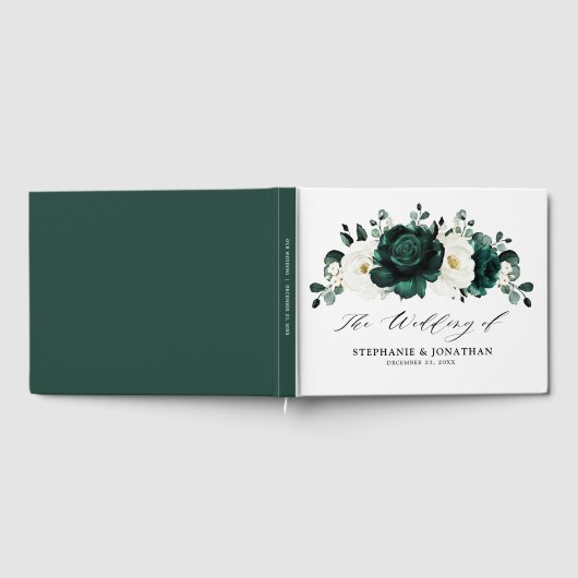 Emerald Greenery Eucalyptus White Floral Wedding Gastenboek (Volledig)