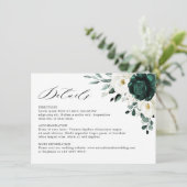 Emerald Greenery Eucalyptus White Floral Wedding Informatiekaartje (Staand voorkant)