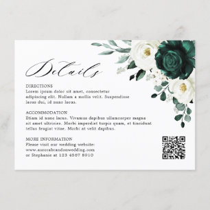 Emerald Greenery Eucalyptus White Floral Wedding Informatiekaartje