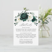 Emerald Greenery Eucalyptus White Floral Wedding Informatiekaartje (Staand voorkant)