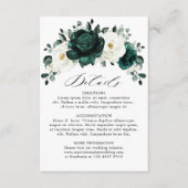 Emerald Greenery Eucalyptus White Floral Wedding Informatiekaartje (Voorkant)